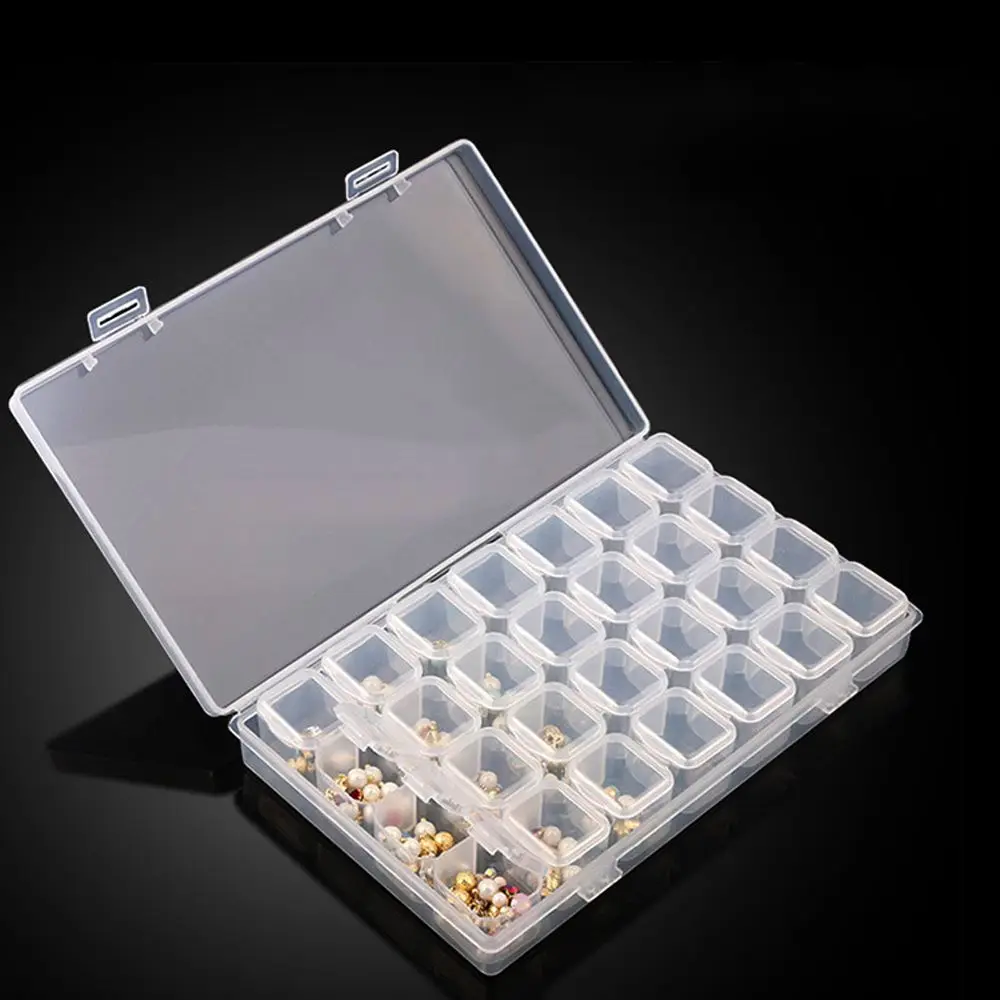 DIY Jewelry Box Removable Pill Case Empty Plastic Storage Box Diamond Rhinestone Organizer Beads Container Nail Art Accessories