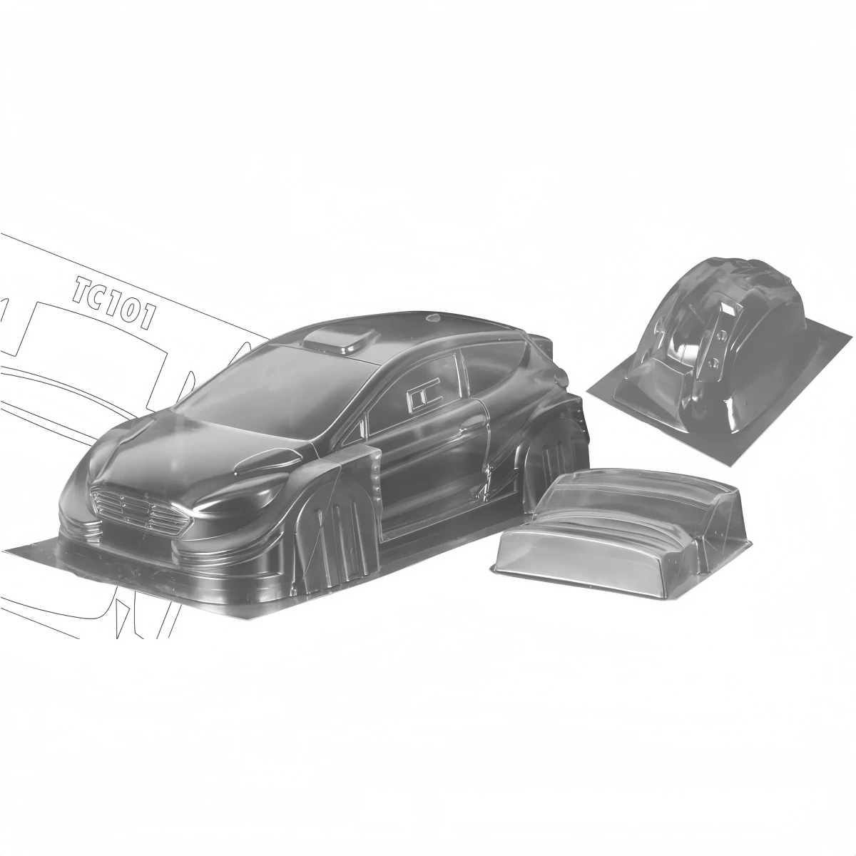 

1/10 Fiesta Racing Car Body 258mm Wheelbase Clear PC Car Shell With Light Buckets For 1/10 Drift Rally RC Car TT02 XV01 MST YD2
