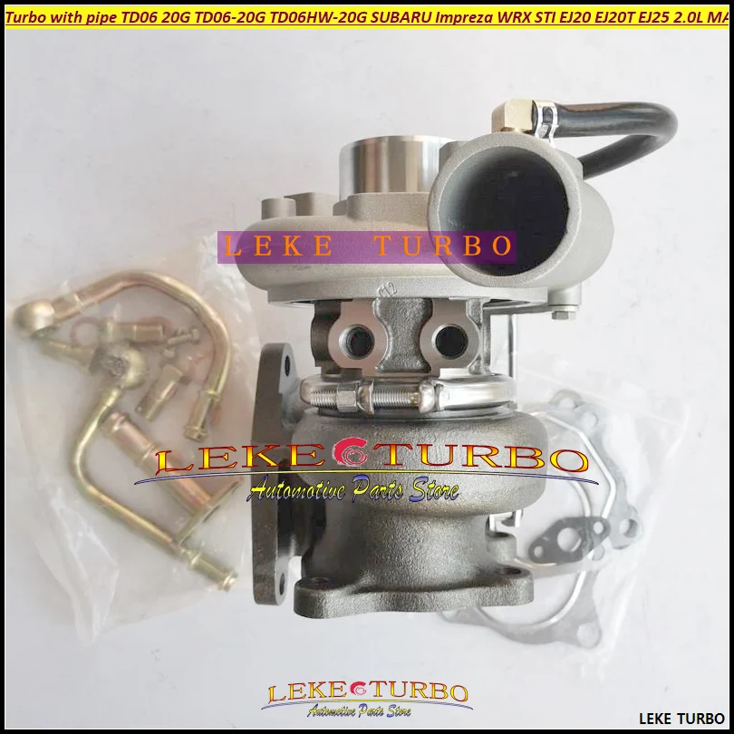 Turbo with pipe TD06 20G TD06-20G TD06HW-20G For SUBARU Impreza WRX 2002-07 2.0L EJ20 EJ25 MAX 450HP With Gaskets