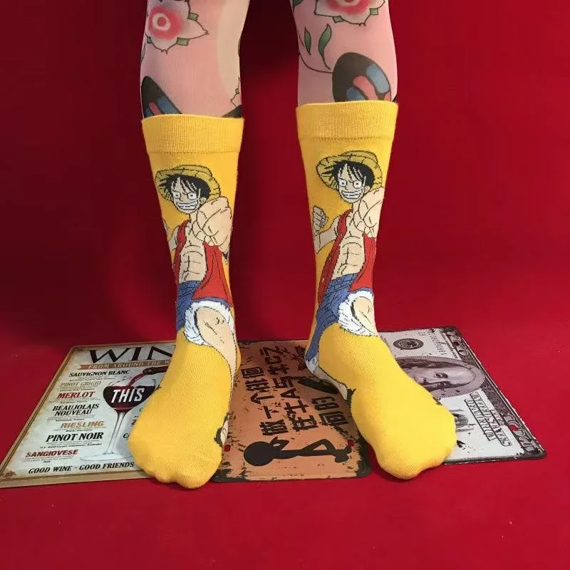 One Piece Monkey·D·Luffy Roronoa Zoro Portgas·D· Ace Cartoon Cute Socks Teenagers Comfortable Breathable Sports Mid-calf Socks view 2