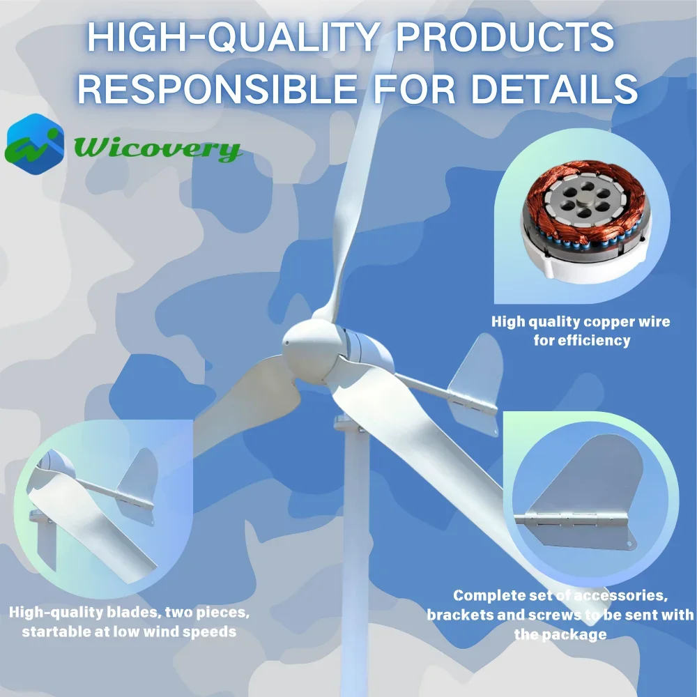 مبيعات المصنع نسخة جديدة محور أفقي توربينات الرياح شفرات كبيرة سرعة الرياح المنخفضة 20KW 30KW 12V 48V 24V الأجهزة المنزلية #3