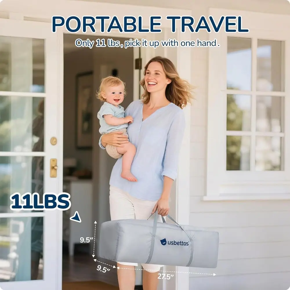 Parc pliant portable pour nourrissons et tout-petits, cour de jeu de voyage 50x50 avec 4 poignées, sac de transport, adapté à l'intérieur et à l'extérieur