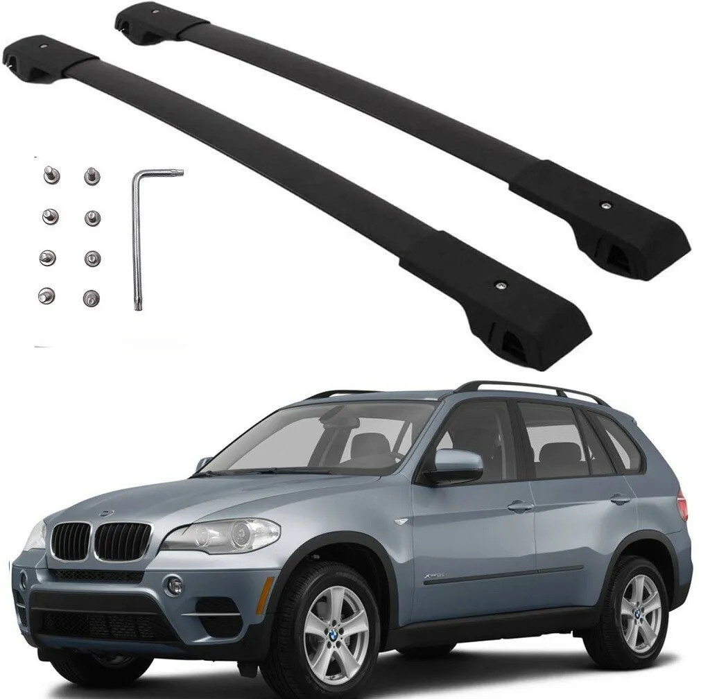2P Black Roof Rack Rail Cross Bars Luggage Rack For BMW X5 E70 2007-2012