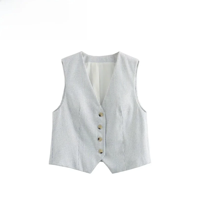 

JNLEAOG Новая летняя женская модная повседневная полосатая майка в уличном стиле для города, с V-образным вырезом, из полиэфирного волокна