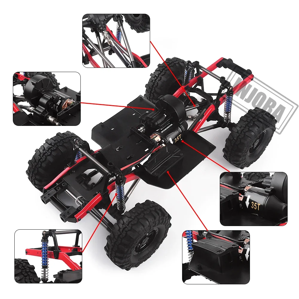 INJORA 275mm Wheelbase Assembled Chassis with Wheels for 1/10 RC Crawler