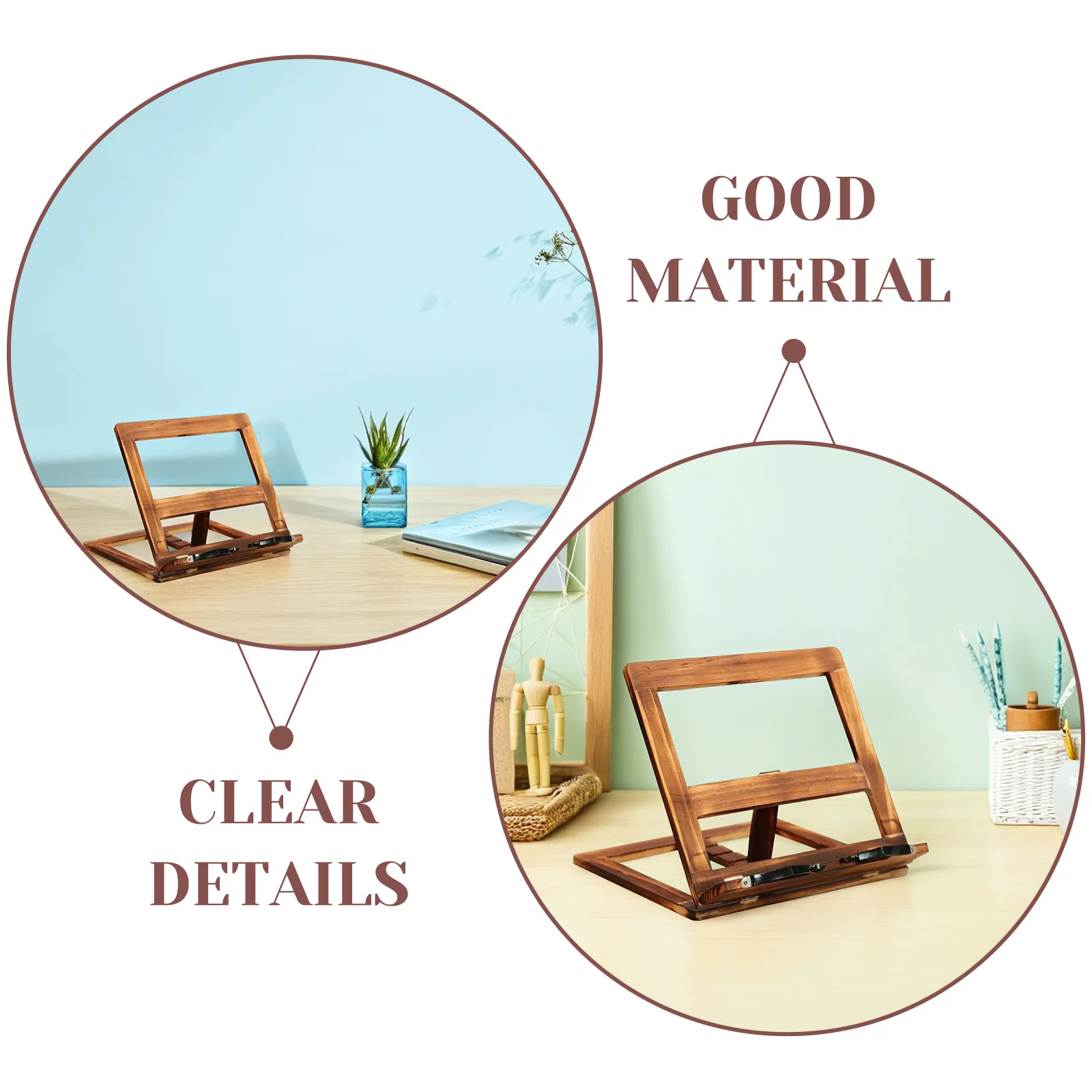 

1PC Wooden Reading Shelf Myopia Prevention Bracket Lightweight Portable Tablet Support Home Office Dorm Library Use Color 1