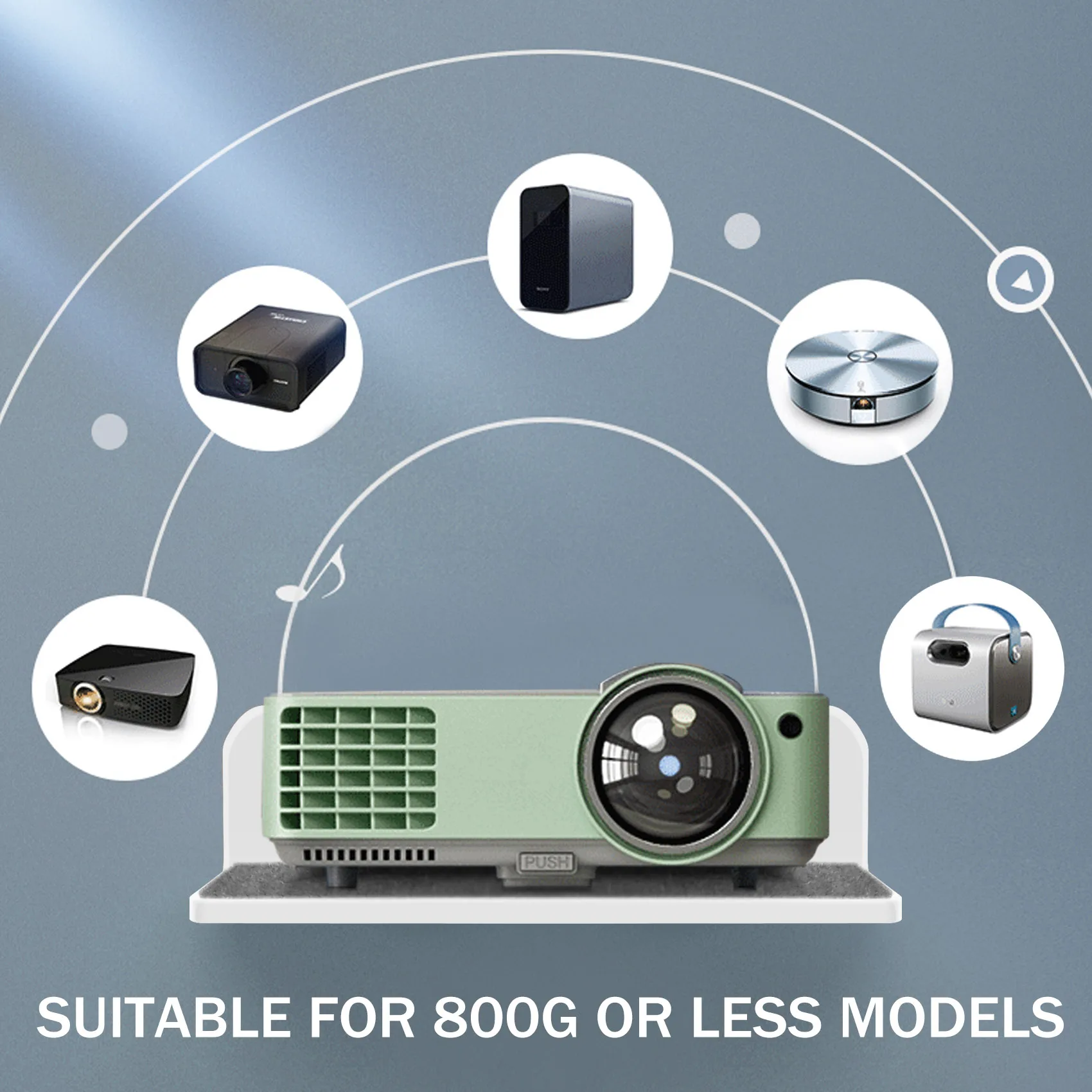 حامل مكبر صوت على الحائط ABFN-2Pack، رف عرض مثبت على الحائط من الأكريليك لمكبر صوت بلوتوث وكاميرا الويب والهواتف المحمولة،