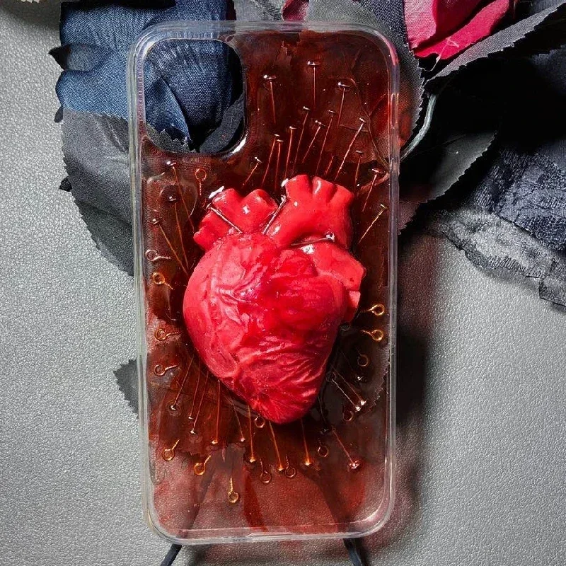 4081 Original 3D Handmade Cell Phone Case Scarlet Heart Dark Gothic Art Horror Punk Style Customized Halloween Christmas Gift