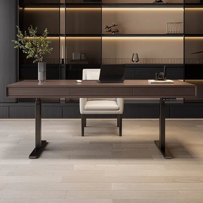 Italian minimalist intelligent electric lifting desk modern simple double motor study solid wood computer work desk