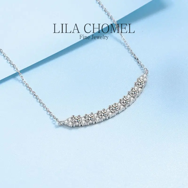 Platinum PT950 Chain Wedding Fine pendant Jewelry GRA Original Certified Moissanite Diamond Simple Smile Necklace for Women gift