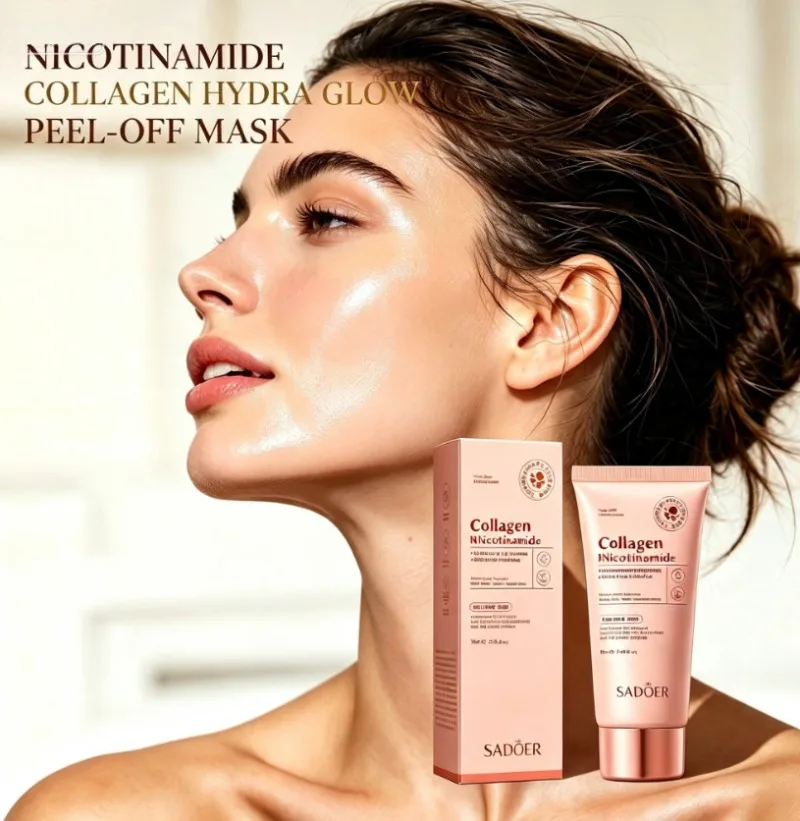 NICOTINAMIDE Collagen Peel Off Mask Gentle Facial Care Support Lifting Firming Deep Hydration Boost Natural Bright Skin Glow.