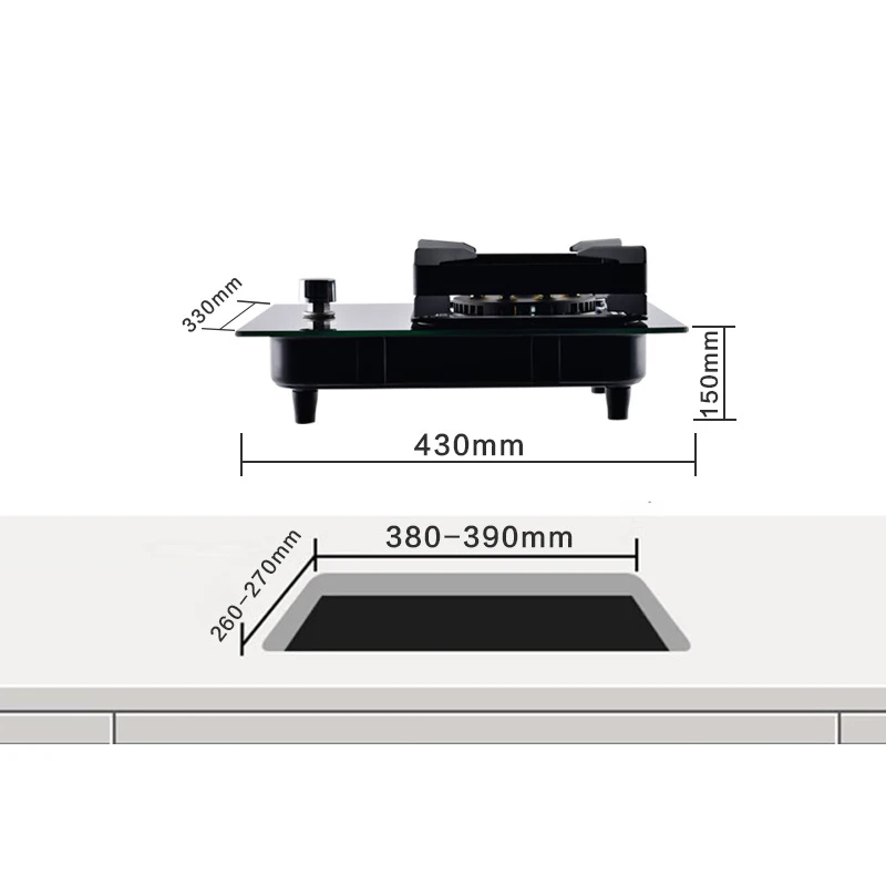 Газовая плита, однодиапазонный домашний стол, встроенный двухцелевой сжиженный натуральный горячий из нержавеющей стали, закаленное стекло, оптовая продажа