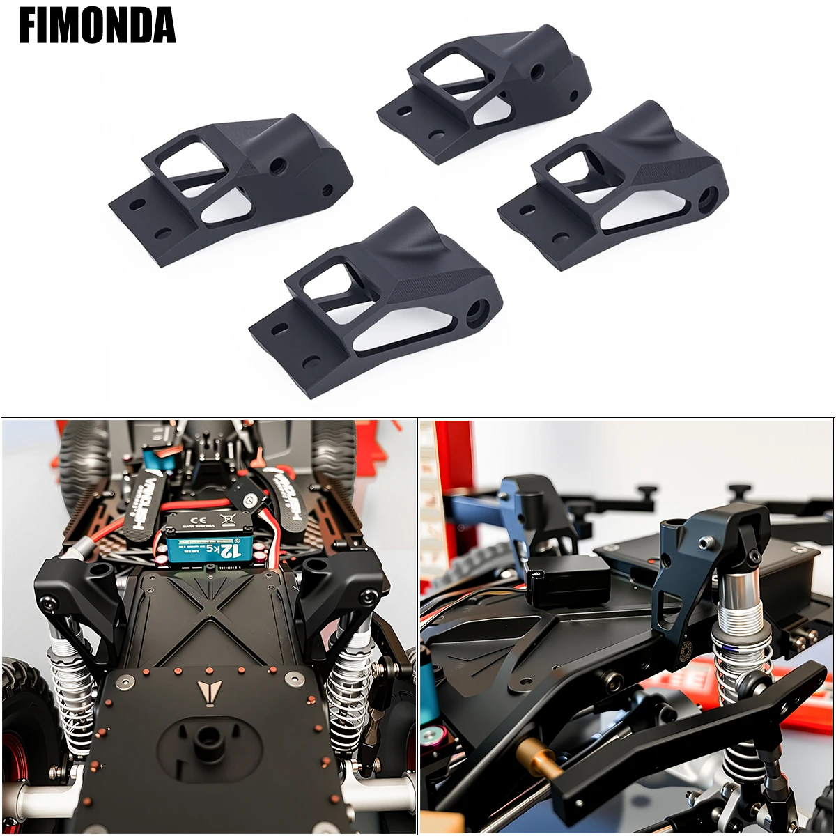 Aluminum Front & Rear Extended Shock Towers (4pcs) - Upgrade Parts for 1/10 VS4-10 Phoenix RC Crawler Chassis