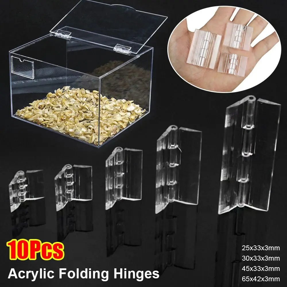 10Pcs Durable Transparent Folding Hinge Clear Acrylic Door Hinges Foldable 270 Degree Furniture Hardware DIY Cabinet Door Box