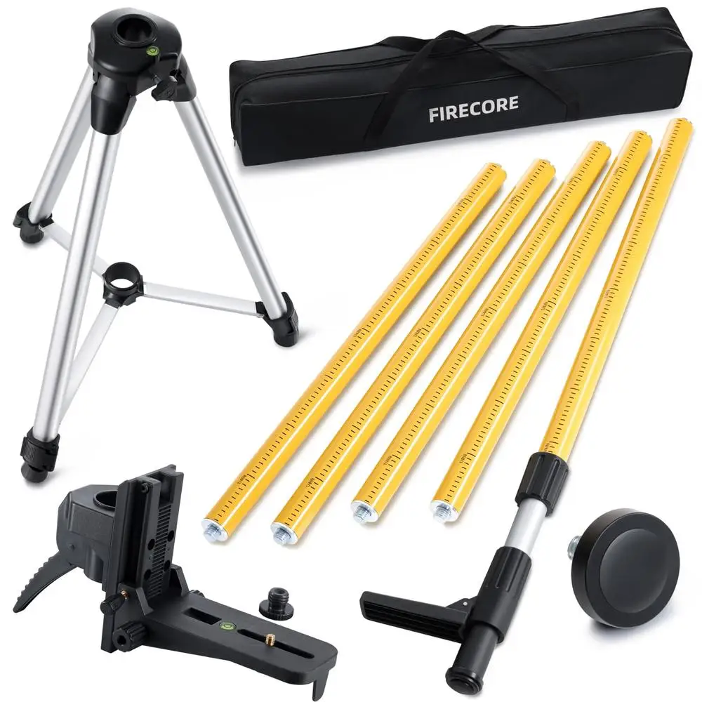 Telescoping Laser Level Pole Tripod Bracket Mount Rotary Line Lasers 3.7M/12ft Adjustable Stable Transport Case Included