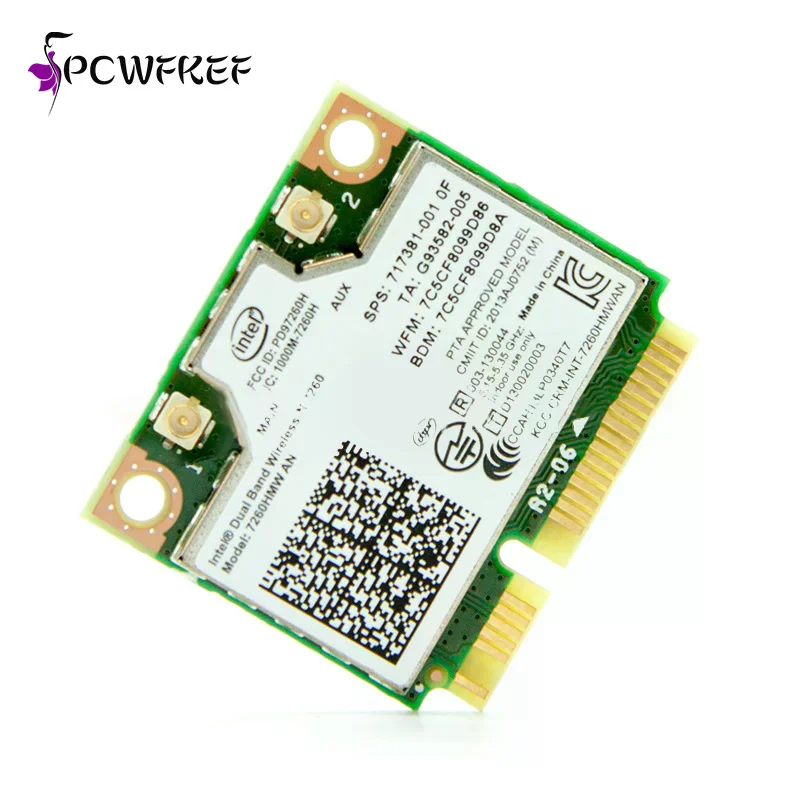Mini PCI-E Dual-Band 2.4G/5Ghz Wireless Network Card AC 7260 7260HMW Bluetooth 4.0 802.11a/b/g/n