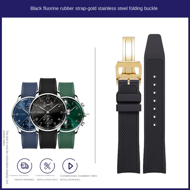 

Ремешок для часов Premium Portugieser Genuine Style FKM 20 мм, водонепроницаемый ремешок 41 мм для мужских часов IW371620 с булавкой и складной пряжкой