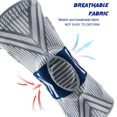 2025 Senaste knästöd för män Trycksatt elastisk knästöd med silikonfjäder Knäskydd för basket, volleyboll 8 best sales knäskydd - №6