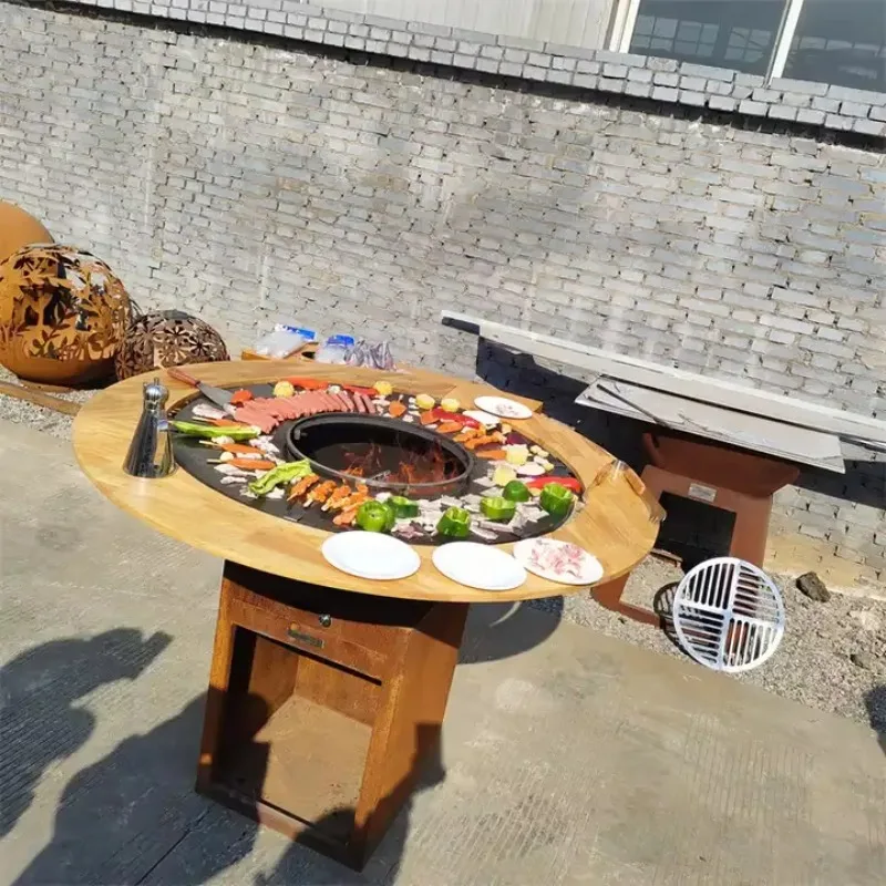 

BBQ New Design Bbq Brazier Outdoor Table Fire Pit Corten Bar Grill Outdoor Barbeque Grills for Family Gathering