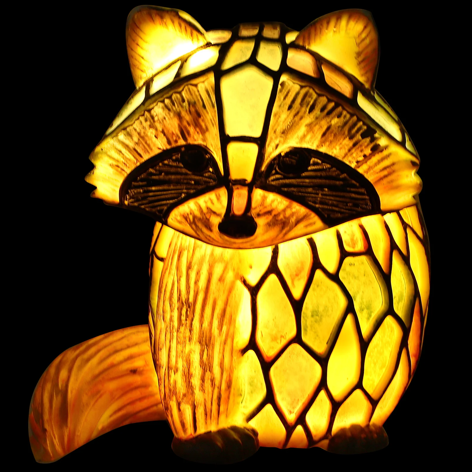 Raccoon Table Lamp Stained Glass Animal Night Light Retro Desk Lamps Bedside Lamp Night Light Home Nursery Bedside Tabletop Home