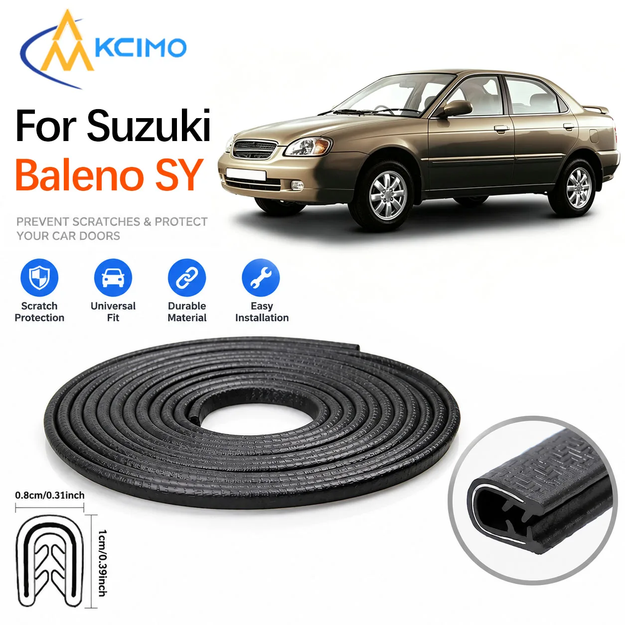 Car Door Edge Anti Scratch Guard For Suzuki Baleno SY 1995–2002 PVC Seal Strip With Built‑in Steel Sheet