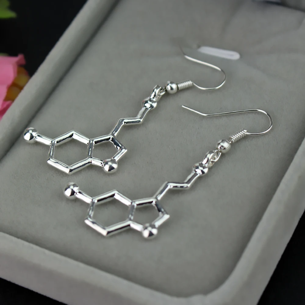 Fashion DNA Dopamine Molecule Earrings for Women Biology Chemical Serotonin Jewelry Hook Earrings Teacher Student Gifts