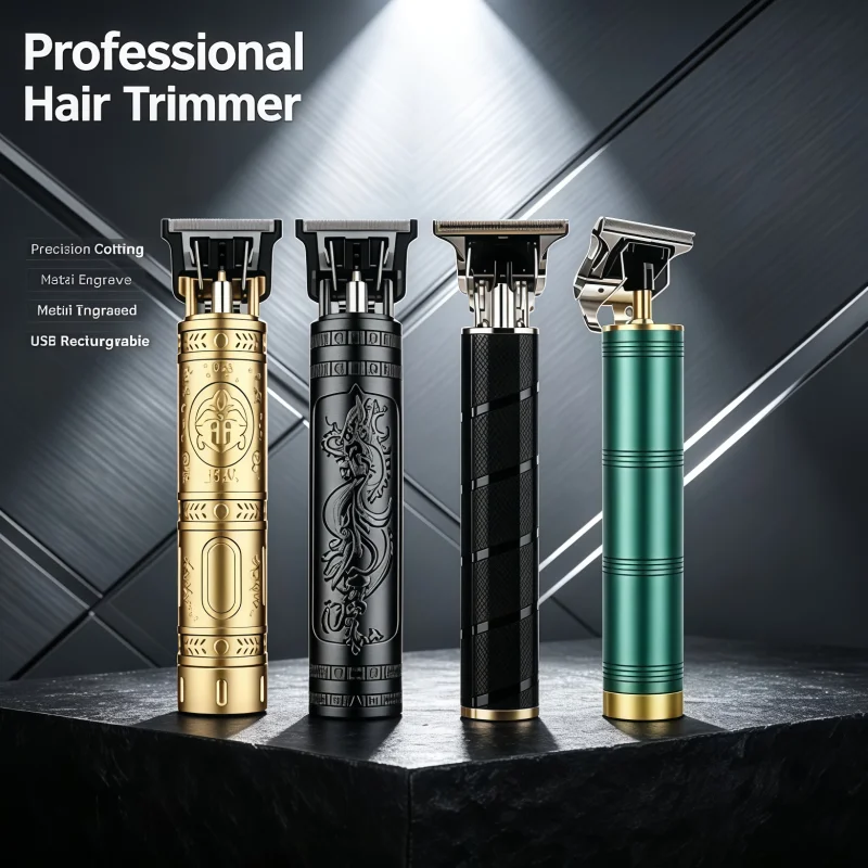 Retro Hair Trimmer for Men Cordless Rechargeable Precision T-Blade Outline Clipper Zero Gapped Beard Edger for Barber & Home