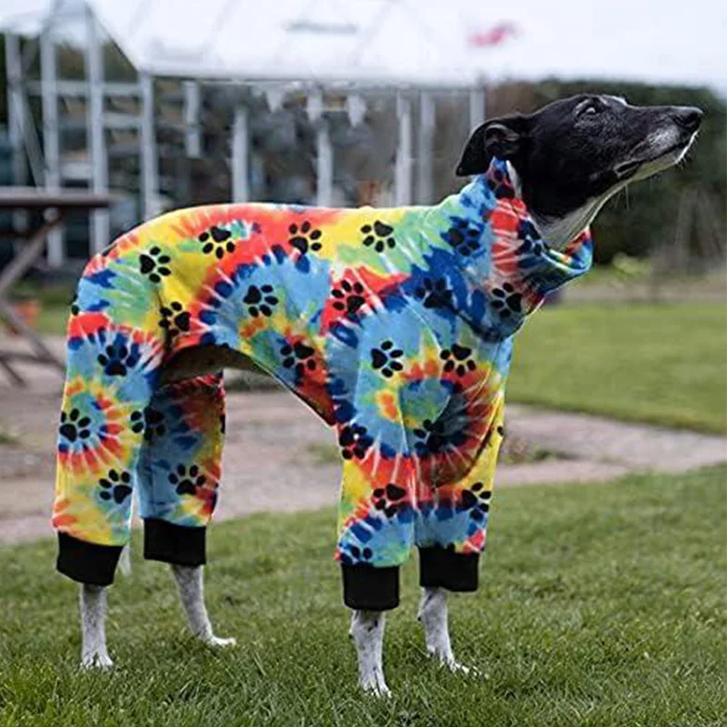 Pigiama per cani autunno inverno zampa di cane di taglia media stampata pigiama levriero tuta moda collo alto abbigliamento per animali domestici