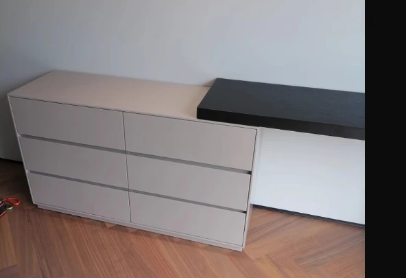 

HLZ Minimalist Dressing Table Modern Simple Master Bedroom Bedside Six-Drawer Cabinet Integrated Extendable Makeup Table