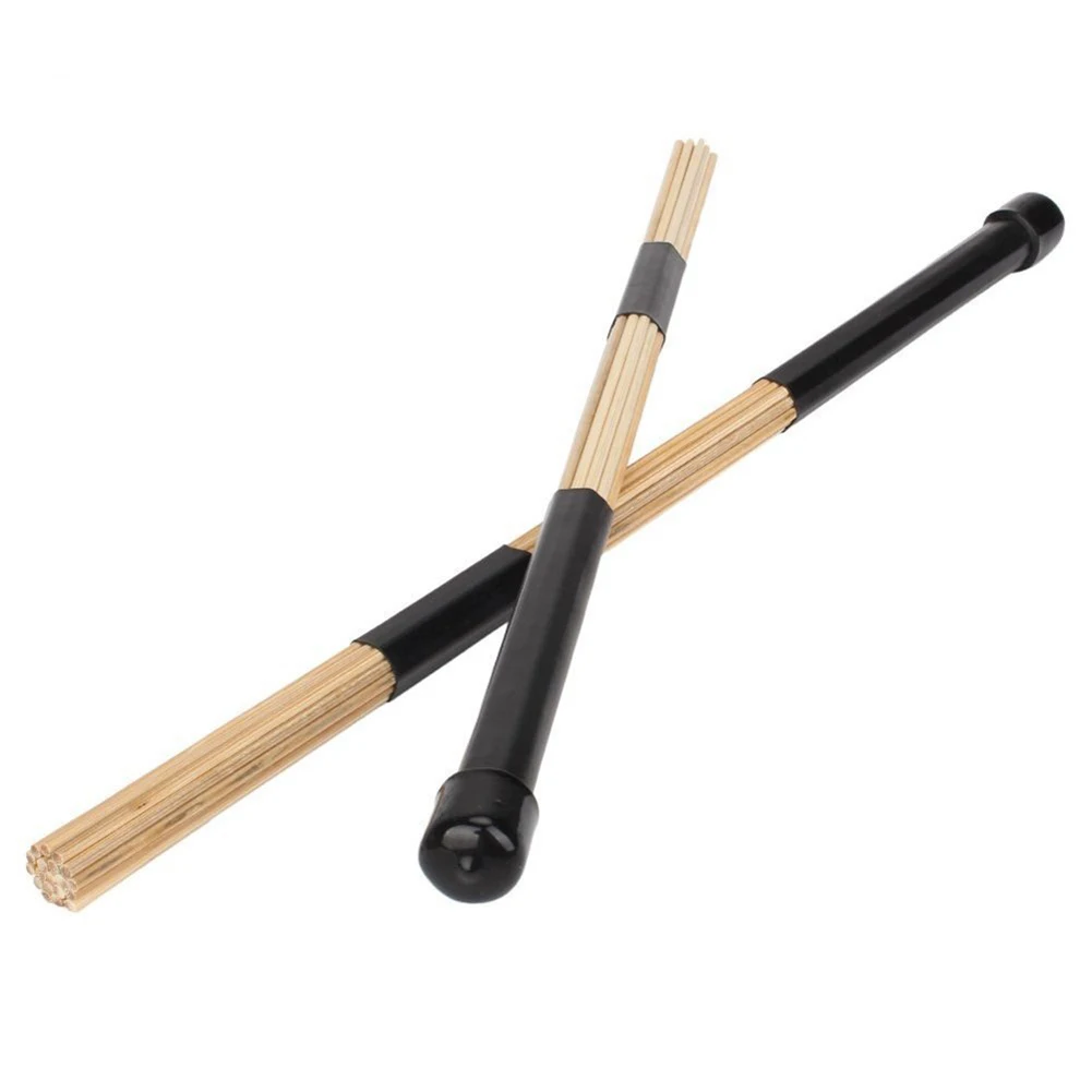 1Pair 40cm Drum Brushes Stick Professional Bamboo Beating Drums Mallets Practical Black Gift for Beginners Drum Kit Accessories