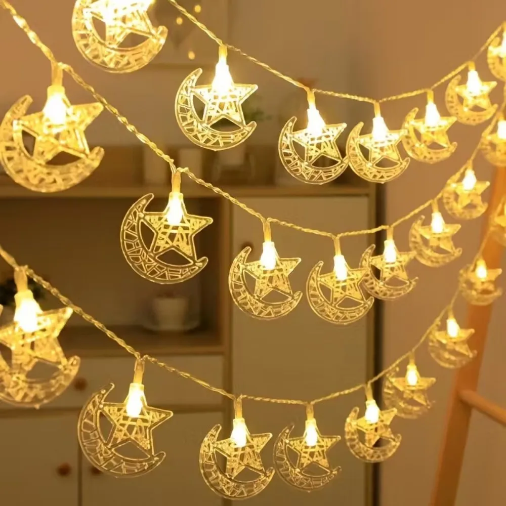 1PC 1.5M/3M LED Star Moon String Lights,Fairy Lights,Powered by AA Batteries(excl),Used for Room,Party and Ramadan Decoration