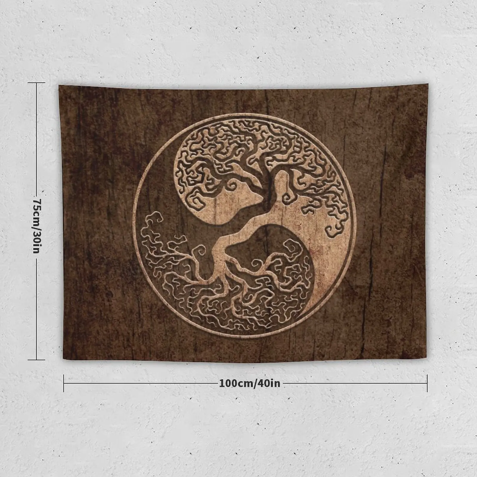 Rough Wood Grain Effect Tree of Life Yin Yang Tapestry Outdoor Decoration Tapestry On The Wall