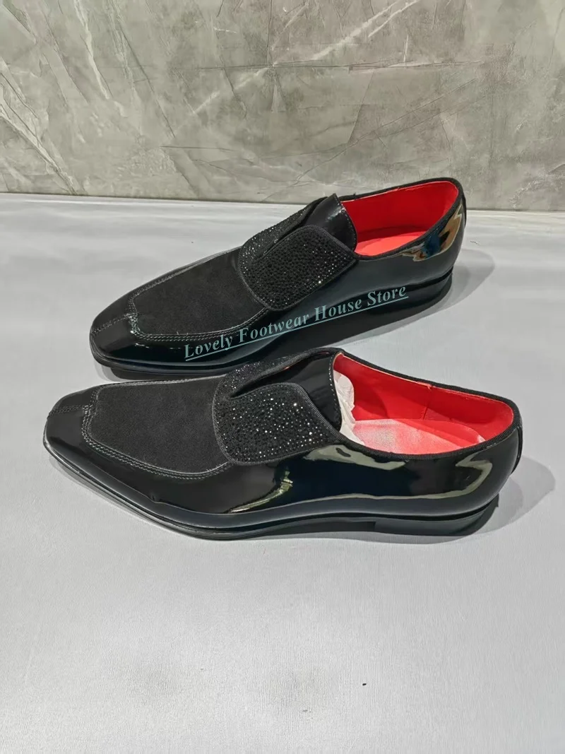 

Fashion Men Black Leather Mixed Faux Suede Loafer Shoes Male Slip On Comfortable Flat Heel Anti-Slip Spring Autumn Single Shoes