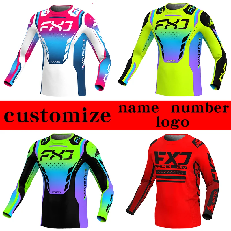 

FXJ розовый детский трикотаж для мотокросса, внедорожные трикотажные изделия MX, велосипед для бездорожья, молодежный гоночный велосипед для взрослых, эндуро, MTB, мотоцикл, индивидуальный номер имени