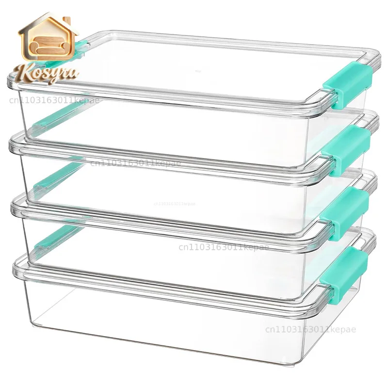 Cross-border transparent plastic desktop storage box set with lid, kitchen office dresser, storage box, modern simplicity