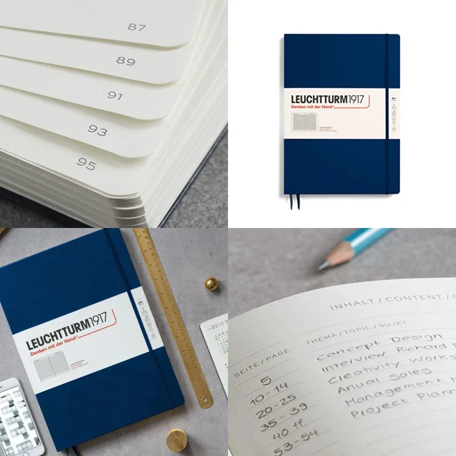 

Notebook Hardcover Master Slim A4+ - 123 Numbe Pages for Writing and Journaling,Squa