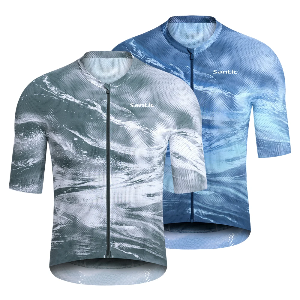 Santic Cycling Jersey Short Sleeve Breathable MTB Road Bike Shirts UV Protection 3 Pockets Summer Bicycle Wear TZ26C02256