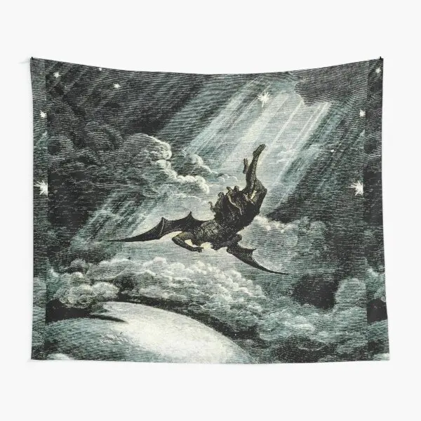 The Falling Angel Gustave Dore Engravi  Tapestry Art Decoration Room Printed Beautiful Blanket Living Bedroom Home Colored Mat