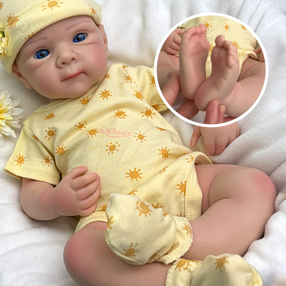 

19" Handmade Silicone Reborn Baby Girl Lifelike Soft Newborn Hand-Painted Skin Texture Doll For Age 3+ Kids Toy DIY Easter Gifts