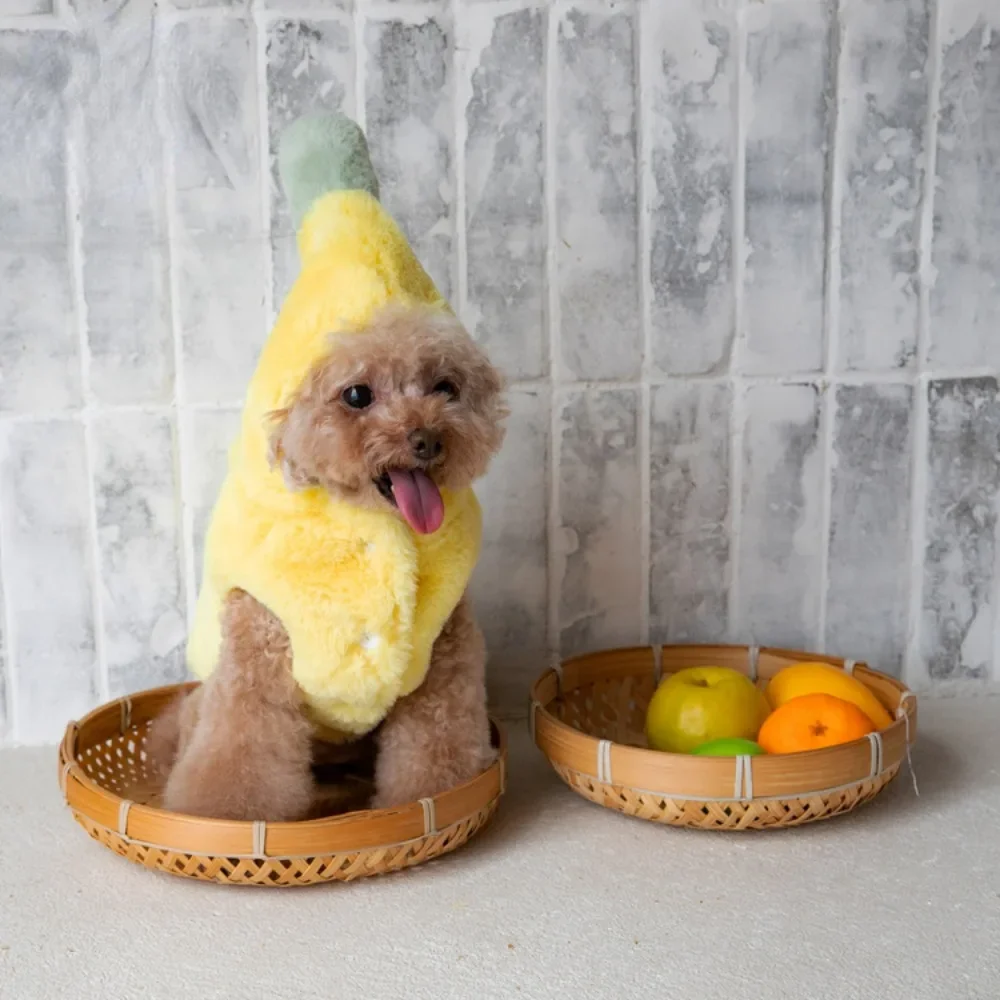 Pet Winter Banana Transformation Dress Funny Halloween Dress Warm Cat Dog Teddy Pet Clothing Plush Banana Coat Puppy Clothes