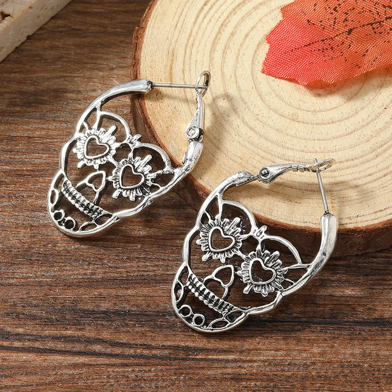 Punk Black Hollow Skeleton Skull orecchini per donna uomo Gothic Halloween Jewelry accessori regali