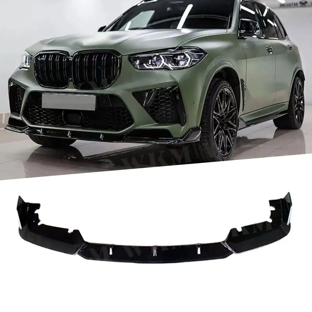 

for BMW F95 X5M 2019+ Front Bumper Lip Spoiler Splitter Body Kit Add On Car Bumper Lip ABS Gloss Black Carbon Look