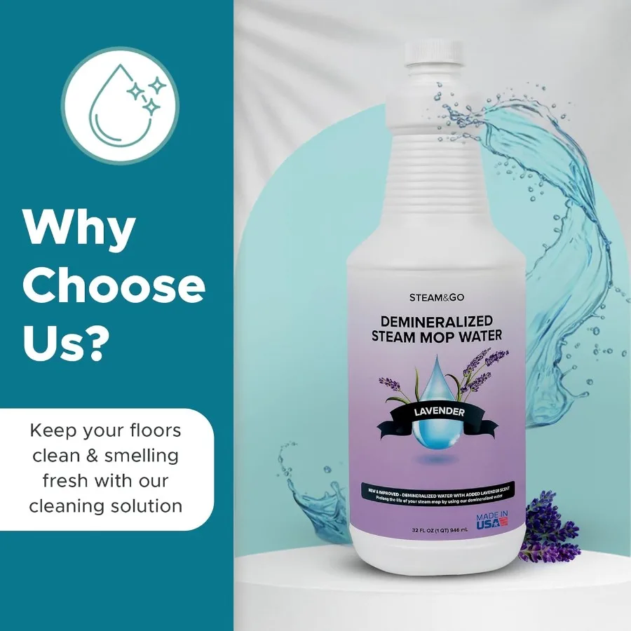 Steam Go Demineralized Water for Steam Cleaner - PVC-Free Floor Cleaning Solution Compatible with All Steam Mops - Multi-Surfac