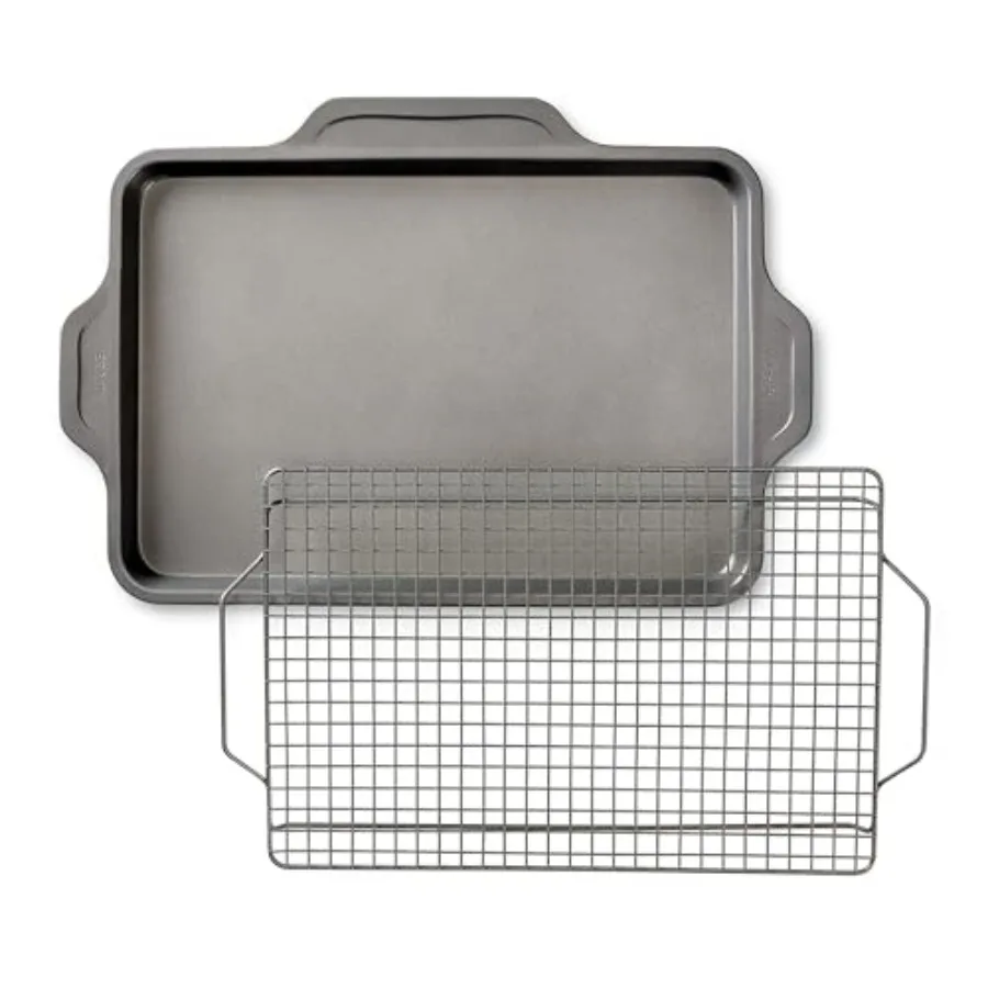 

Pro-Release Nonstick Bakeware Set 2 Pcs Oven Safe 450F Half Sheet Cookie Sheet Muffin Pan Cooling and Baking Rack Round Cake Pa