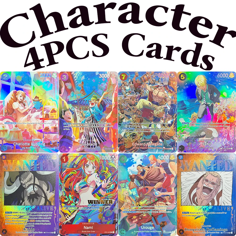 

4 шт. Коллекционные игровые карты One Piece (OPCG) с персонажами, 35 видов карт, аниме-текстура, игрушки, подарки, Голд.Роджер