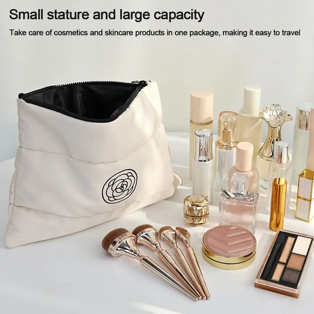 Cotton Floral Portable Makeup Bag Fashion Solid Color Large capacity Travel Toiletry Bag Quilted Tote Handbags