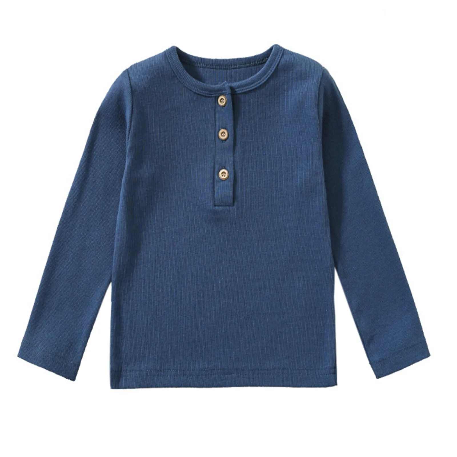 Fall Winter Baby Tops Long Sleeves T-Shirt Boys Clothes Solid Cotton Costume Children's Clothing Ribbed Kids Tops Baby Sleepwear