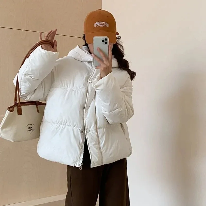 

Hooded Short Cotton Coat Autumn Winter Loose Women Cotton Padded Jacket 2025 New Women Short Parkas Coat Women Outwear