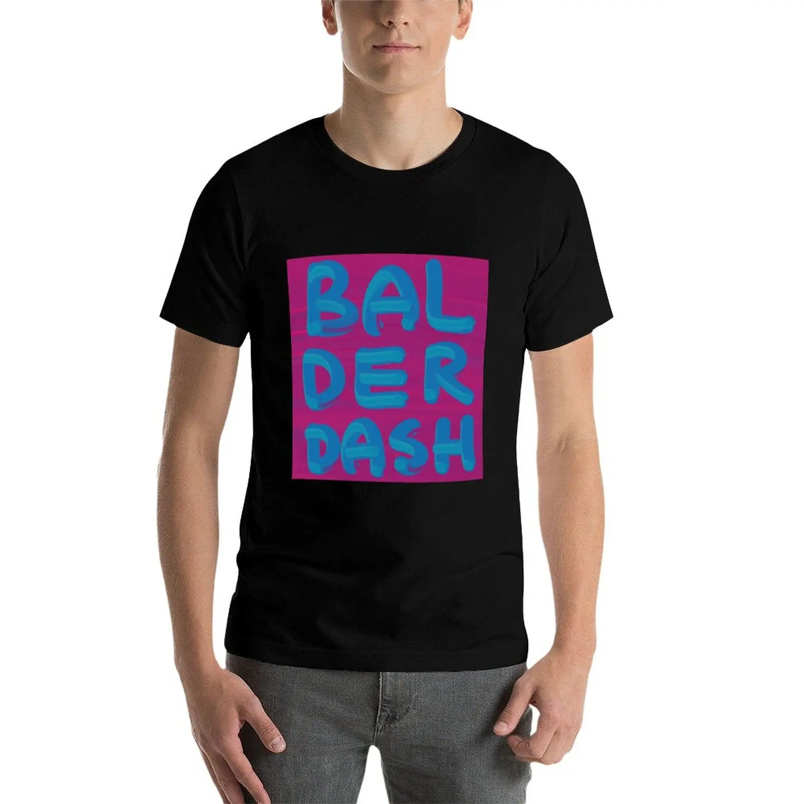 تي شيرت مطبوع عليه كلمة BAL DER DASH تي شيرت مضحك تي شيرت رجالي بقصة ضيقة