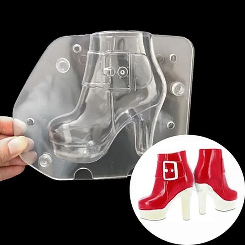 Creative 3D Women's Boots Shape Plastic Chocolate Mold DIY Ladies Shoe Candy Mould Home Cake Decorating Baking Craft Supplies